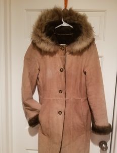 Winter coat genuine leather with  fur
